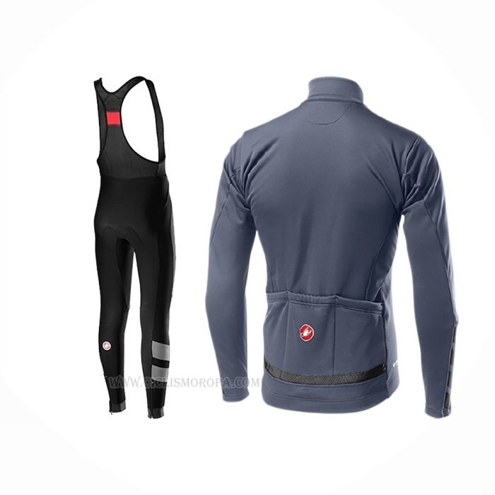 2019 Ropa Ciclismo Castelli Raddoppia 2 Gris Plata Mangas Largas y Culotte Lunga