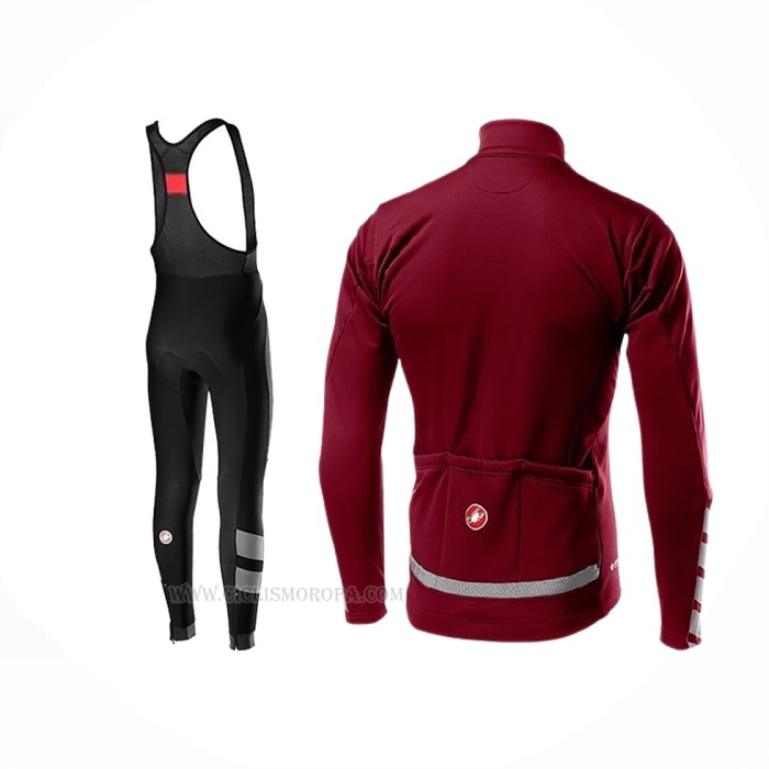 2019 Ropa Ciclismo Castelli Raddoppia 2 Rojo Plata Mangas Largas y Culotte Lunga