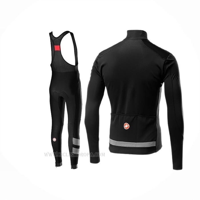 2019 Ropa Ciclismo Castelli Tras Negro Plata Mangas Largas y Culotte Lunga