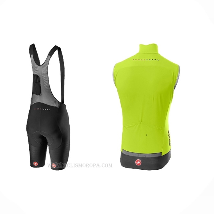 2021 Chalecos Cortavientos Castelli Brillante Verde Mangas Corta y Culotte Corto