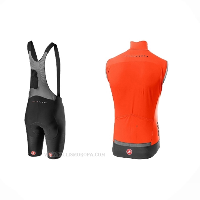 2021 Chalecos Cortavientos Castelli Naranja Mangas Corta y Culotte Corto