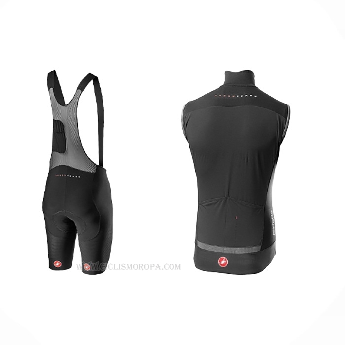 2021 Chalecos Cortavientos Castelli Negro Mangas Corta y Culotte Corto
