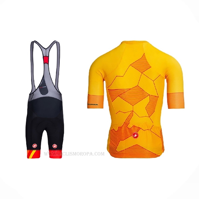 2021 Ropa Ciclismo Castelli Amarillo Naranja Mangas Corta y Culotte Corto
