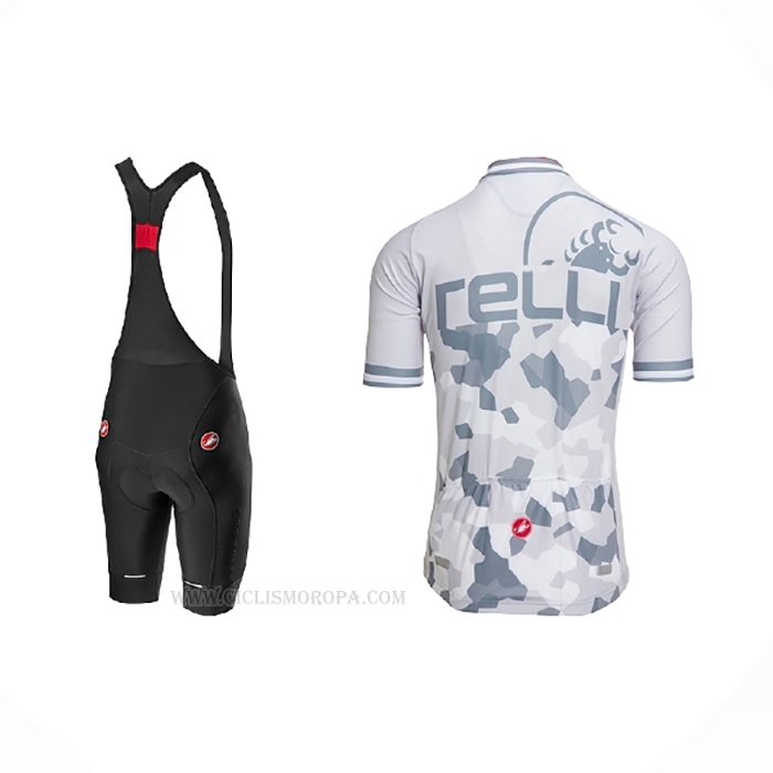2021 Ropa Ciclismo Castelli Blanco Gris Mangas Corta y Culotte Corto