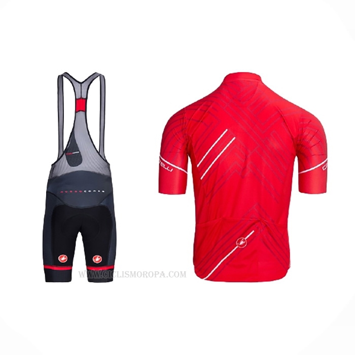 2021 Ropa Ciclismo Castelli Rojo Blanco Mangas Corta y Culotte Corto