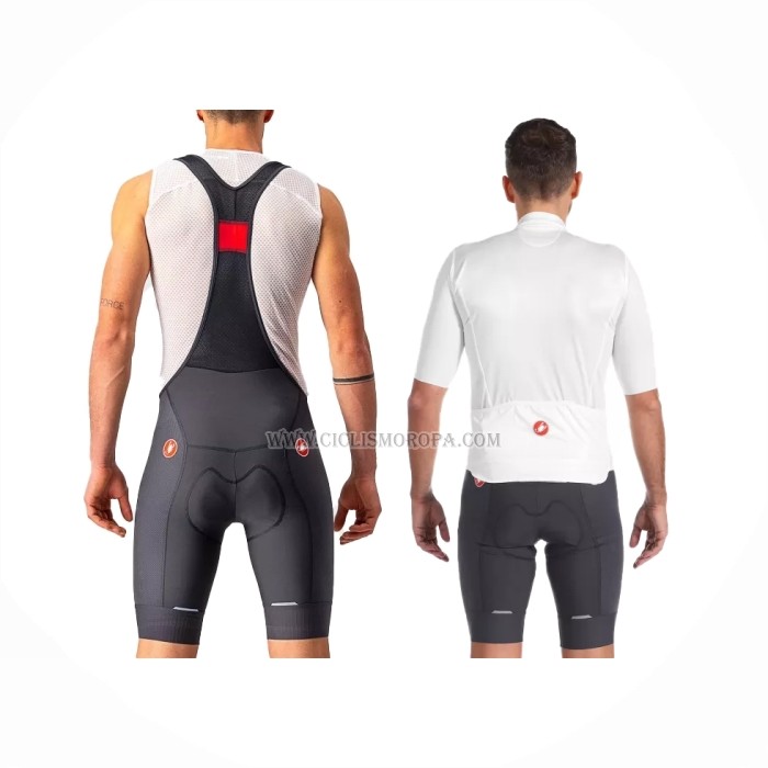 2022 Ropa Ciclismo Castelli Blanco Gris Mangas Cortas y Culotte Corto