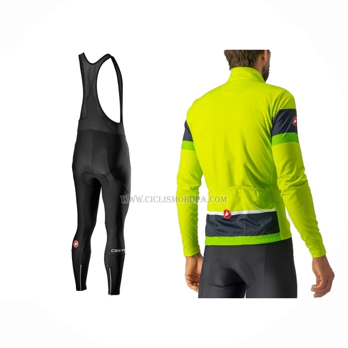 2022 Ropa Ciclismo Castelli Brillante Verde Mangas Largas y Culotte ioui028