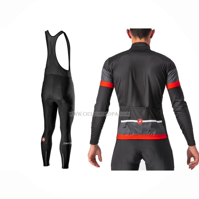 2022 Ropa Ciclismo Castelli Rojo Negro Mangas Largas y Culotte ioui032