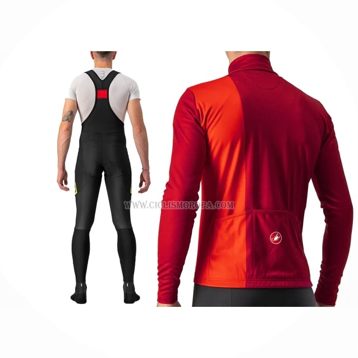 2023 Ropa Ciclismo Castelli Rojo Mangas Largas y Culotte Largo