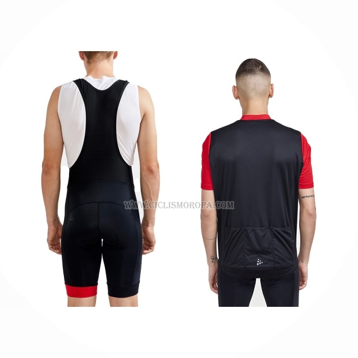 2023 Ropa Ciclismo Craft Rojo Negro Mangas Cortas y Culotte Corto