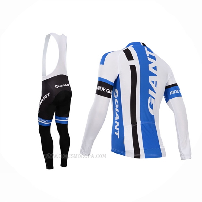2014 Ropa Ciclismo Giant Blanco Azur Mangas Largas y Culotte Lunga
