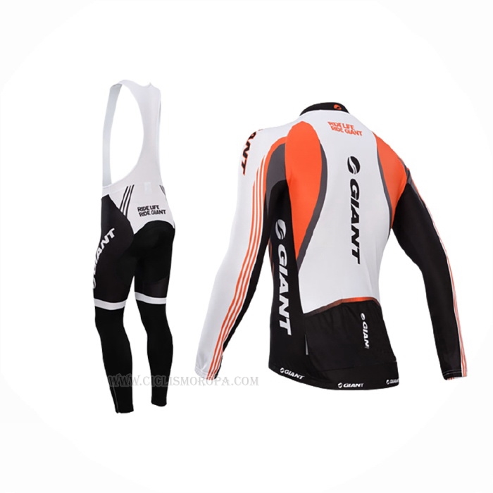 2014 Ropa Ciclismo Giant Blanco Negro Mangas Largas y Culotte Lunga