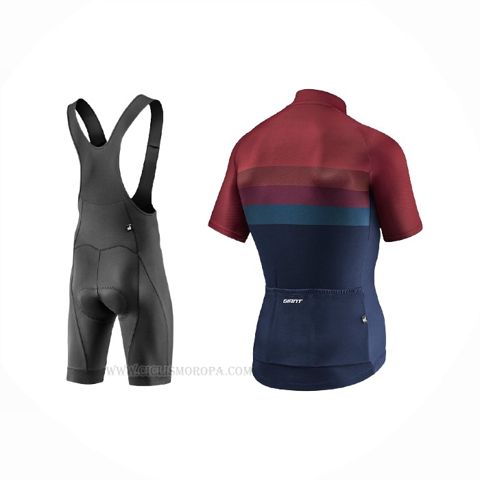 2021 Ropa Ciclismo Giant Apagado Rojo Azul Mangas Corta y Culotte Corto