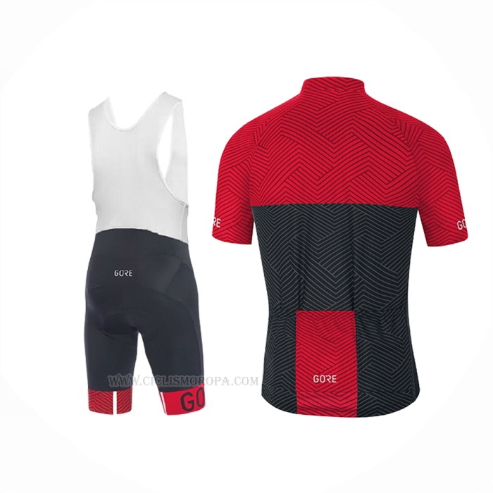 2018 Ropa Ciclismo Gore C3 Optiline Rojo Negro Mangas Corta y Culotte Corto