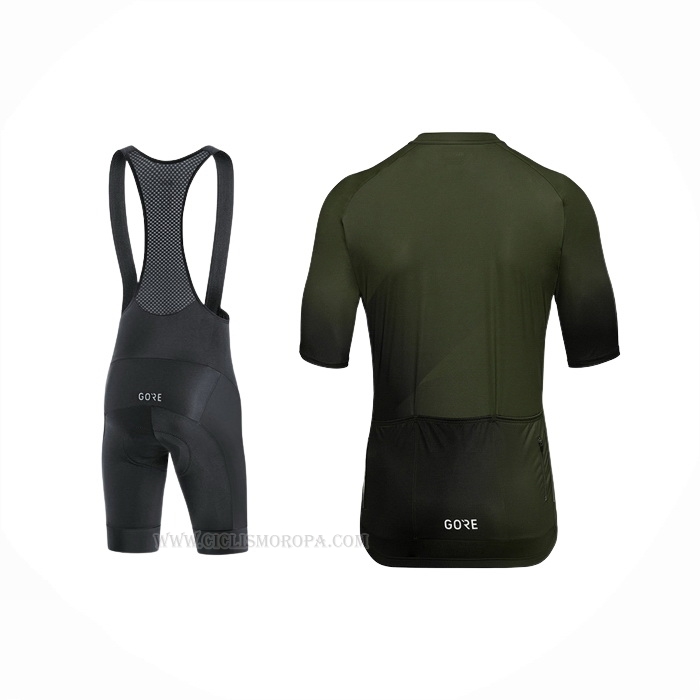 2022 Ropa Ciclismo Gore Verde Negro Mangas Corta y Culotte Corto