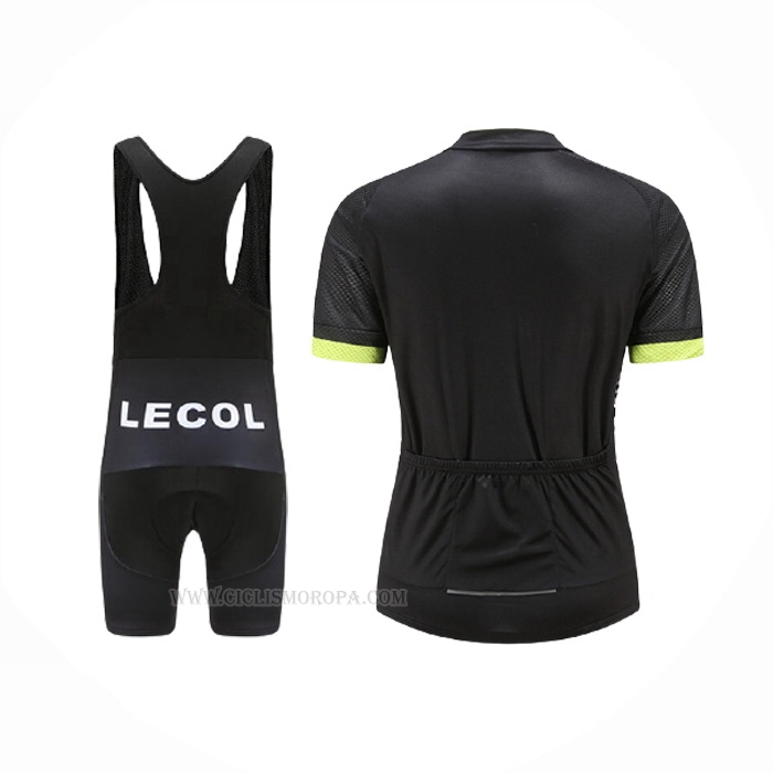 2021 Ropa Ciclismo Le Col Negro Amarillo Mangas Corta y Culotte Corto