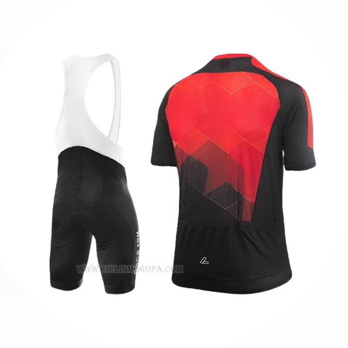 2020 Ropa Ciclismo Loffler Negro Rojo Mangas Corta y Culotte Corto