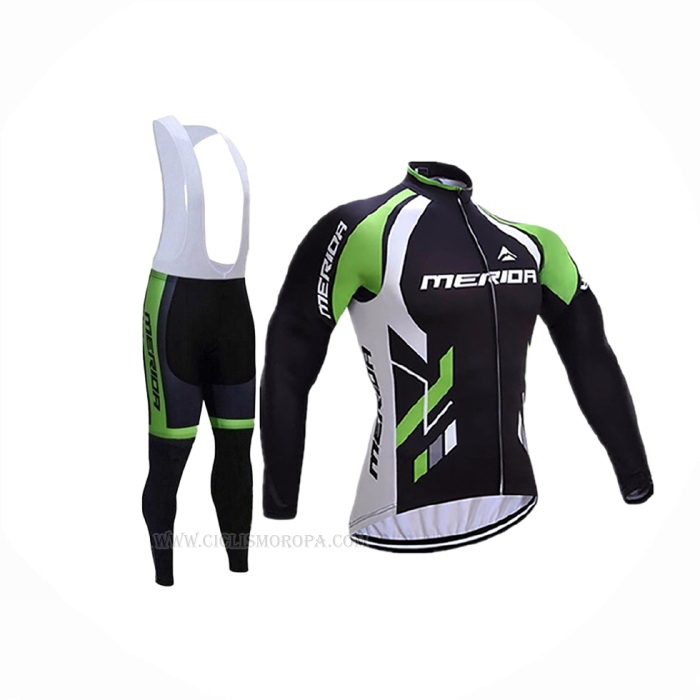 2017 Ropa Ciclismo Merida Negro Blanco Mangas Largas y Culotte Lunga