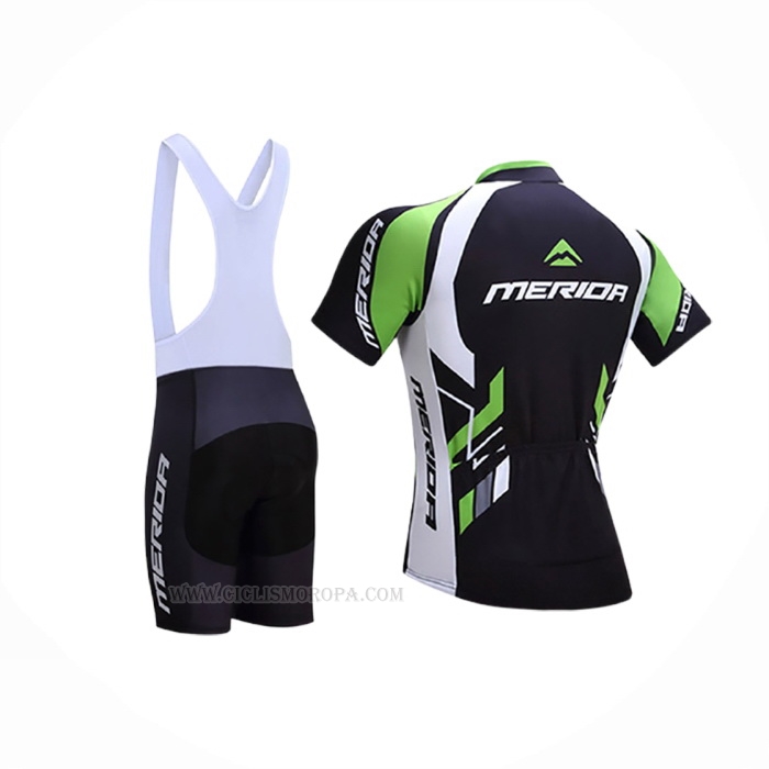 2017 Ropa Ciclismo Merida Negro Verde Mangas Corta y Culotte Corto