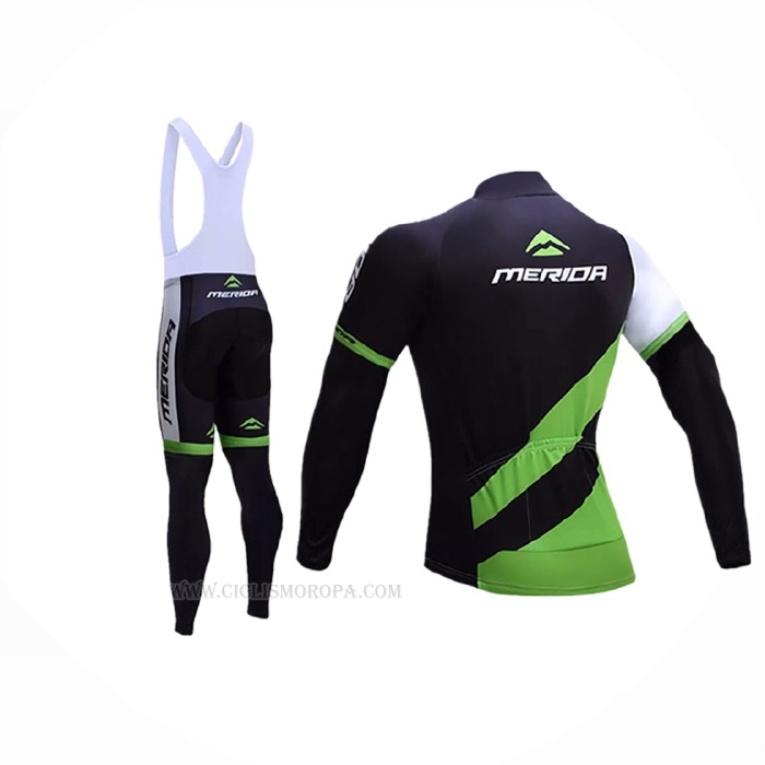 2017 Ropa Ciclismo Merida Negro Verde Mangas Largas y Culotte Lunga