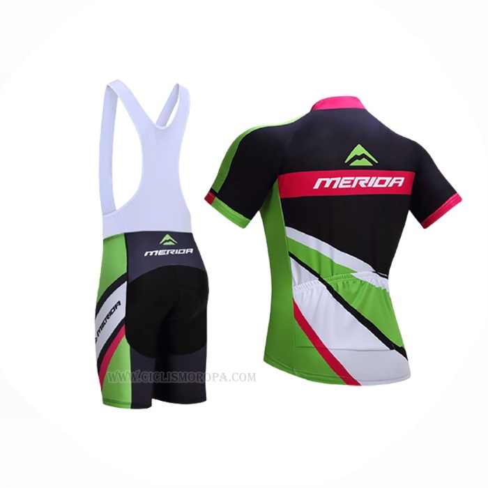 2017 Ropa Ciclismo Merida Rojo Verde Mangas Corta y Culotte Corto