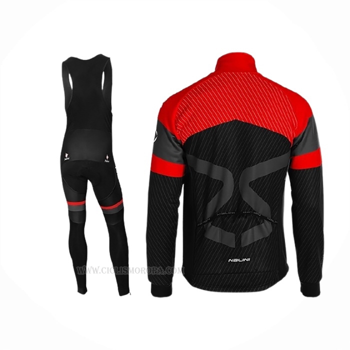 2019 Ropa Ciclismo Nalini Negro Rojo Mangas Largas Y Culotte Lunga