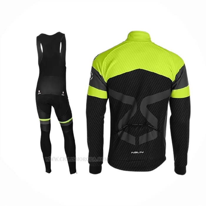2019 Ropa Ciclismo Nalini Negro Verde Mangas Largas Y Culotte Lunga