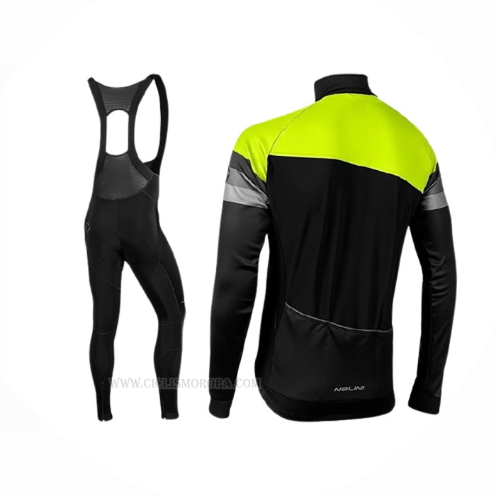 2019 Ropa Ciclismo Nalini Warm 2.0 Negro Verde Mangas Largas Y Culotte Lunga