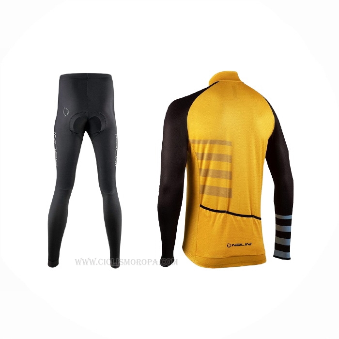 2021 Ropa Ciclismo Nalini Amarillo Mangas Largas Y Culotte Lunga