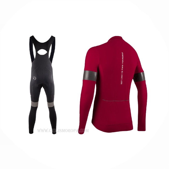 2021 Ropa Ciclismo Nalini Profundo Rojo Mangas Largas Y Culotte Lunga