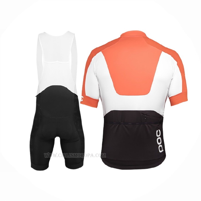 2018 Ropa Ciclismo POC Naranja Blanco Negro Mangas Corta y Culotte Corto