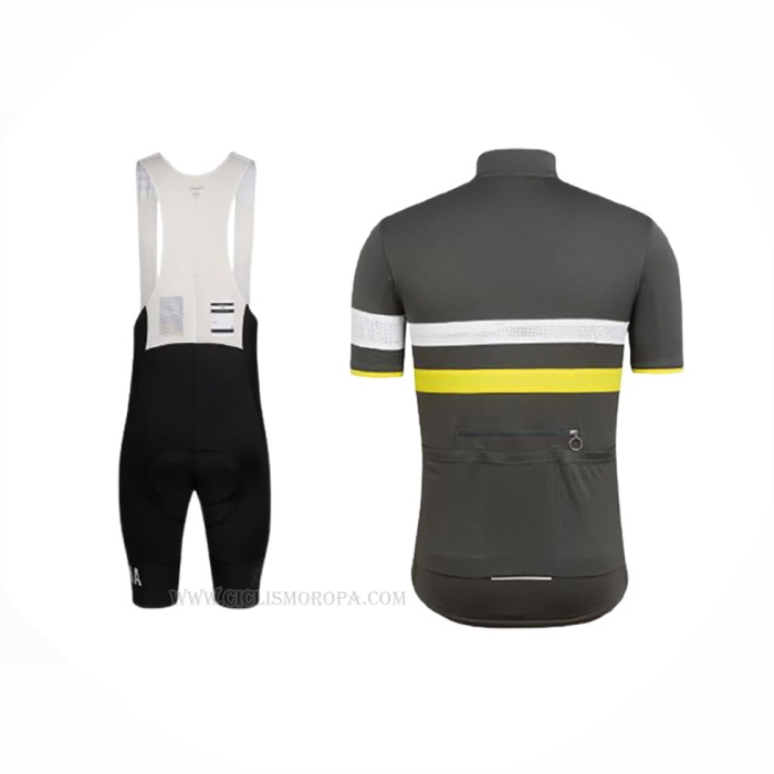 2018 Ropa Ciclismo Rapha Negro Amarillo Mangas Corta y Culotte Corto