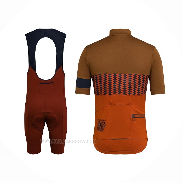 2021 Ropa Ciclismo Rapha Marron Naranja Mangas Corta y Culotte Corto