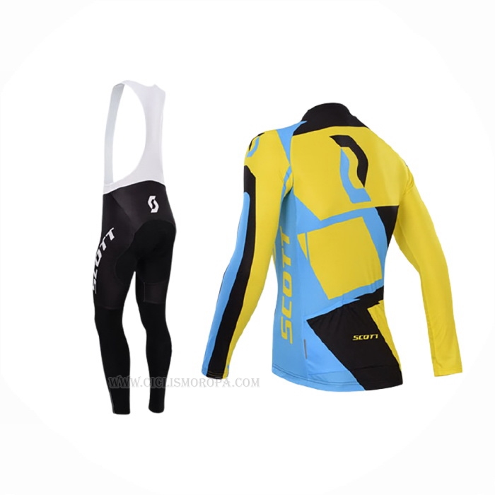 2014 Ropa Ciclismo Scott Amarillo Negro Mangas Largas Y Culotte Lunga