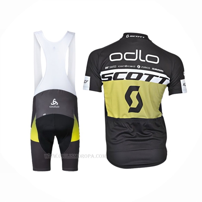 2016 Ropa Ciclismo Scott Negro Amarillo Mangas Corta Y Culotte Corto