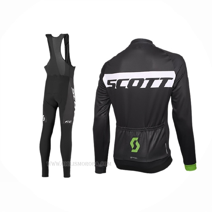 2016 Ropa Ciclismo Scott Verde Negro Mangas Largas Y Culotte Lunga