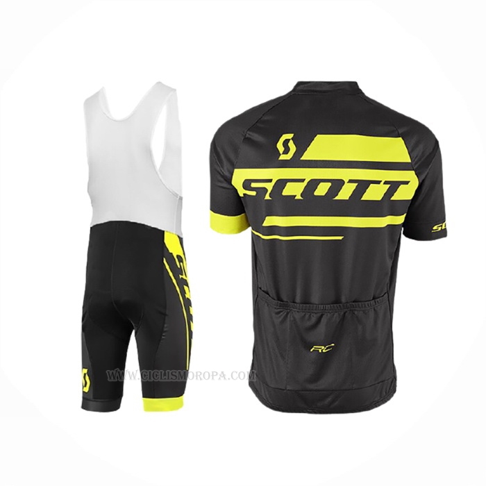 2017 Ropa Ciclismo Scott Negro Amarillo Mangas Corta Y Culotte Corto