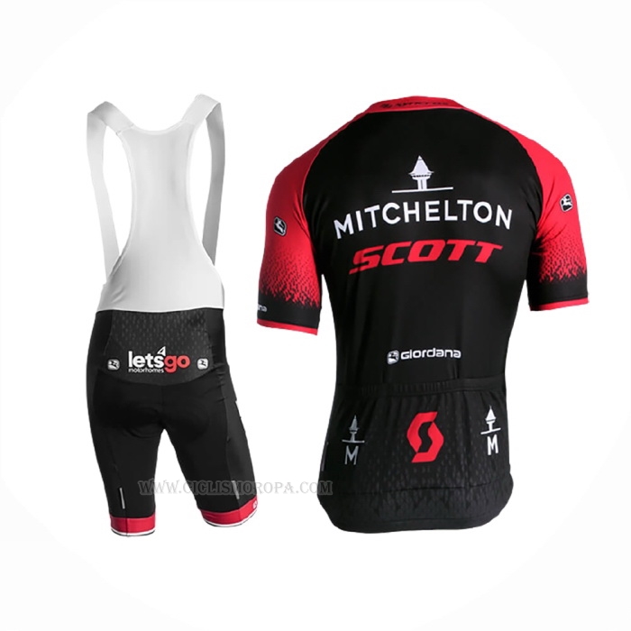 2018 Ropa Ciclismo Scott Negro Rojo Mangas Corta Y Culotte Corto