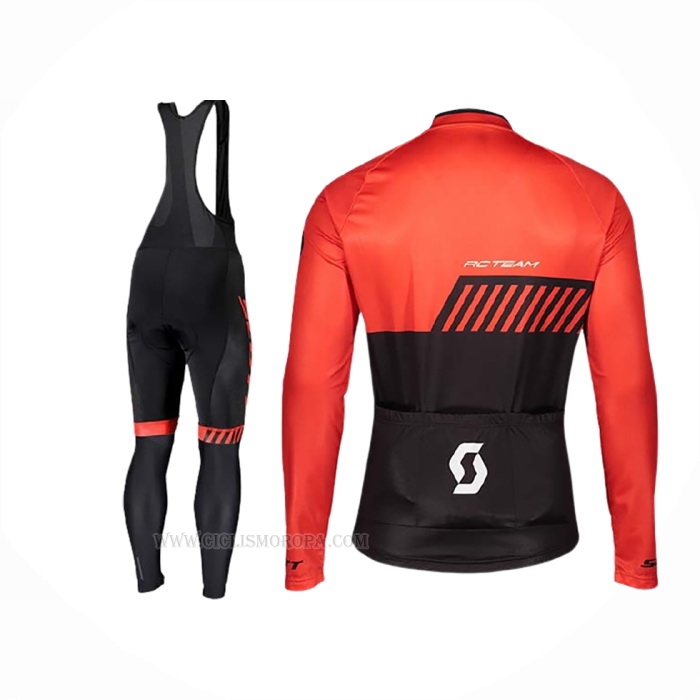 2019 Ropa Ciclismo Scott Negro Rojo Mangas Largas Y Culotte Lunga