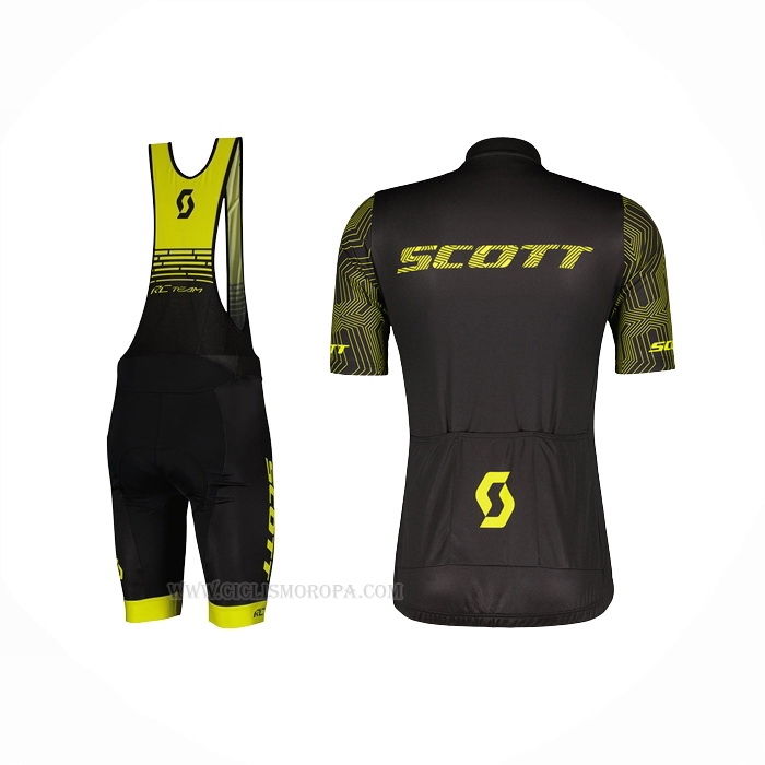 2022 Ropa Ciclismo Scott Blanco Amarillo Mangas Corta Y Culotte Corto