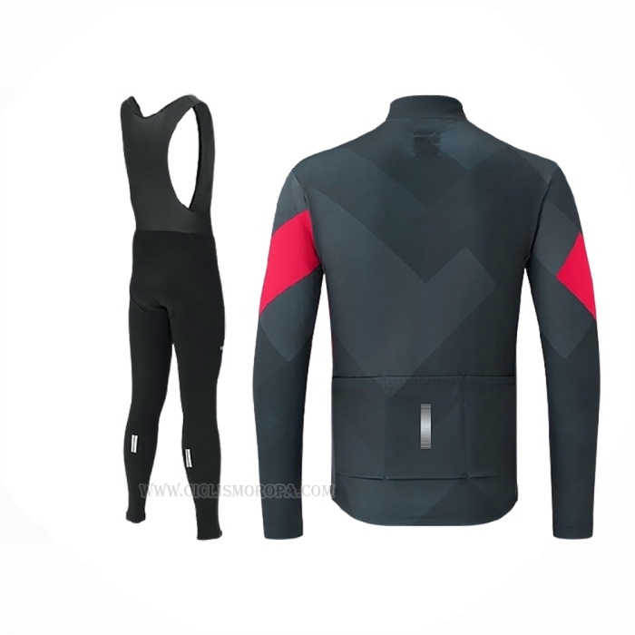 2019 Ropa Ciclismo Shimano Gris Rojo Mangas Largas y Culotte Lunga