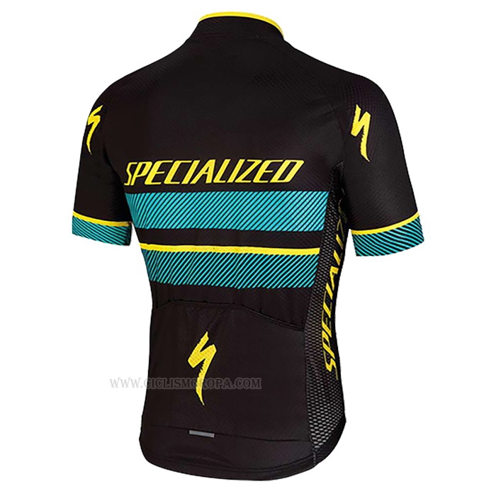 2018 Ropa Ciclismo Specialized Negro Azul Amarillo Mangas Corta y Culotte Corto