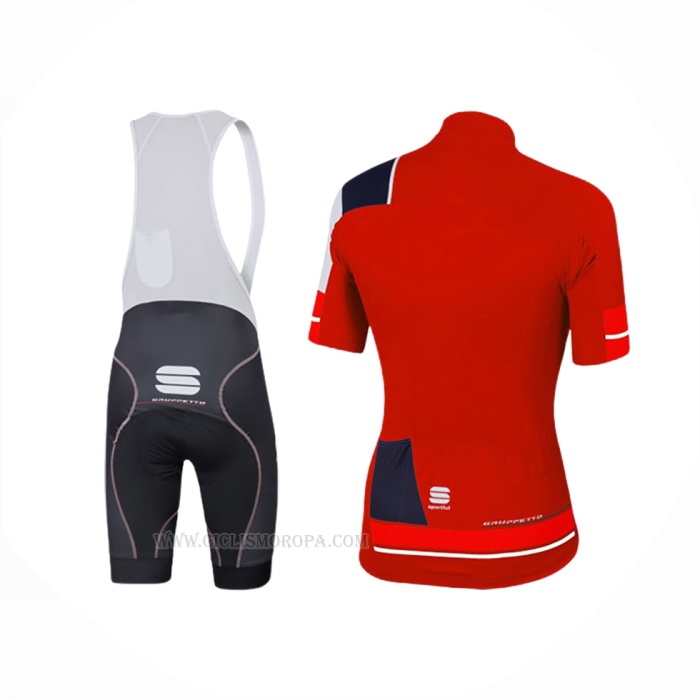 2016 Ropa Ciclismo Sportful Negro Rojo Mangas Corta y Culotte Corto