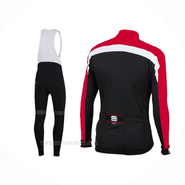 2016 Ropa Ciclismo Sportful Negro Rojo Mangas Largas y Culotte Lunga