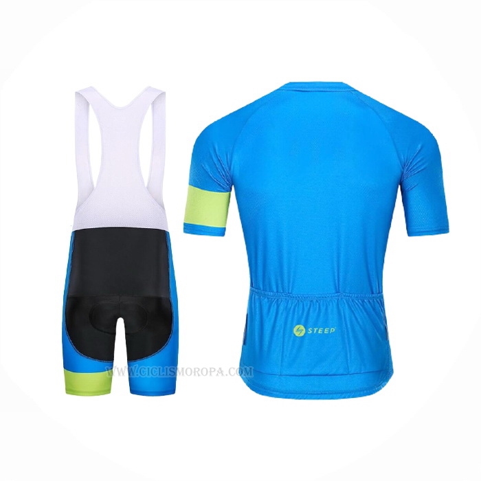 2021 Ropa Ciclismo Steep Azul Verde Mangas Corta y Culotte Corto