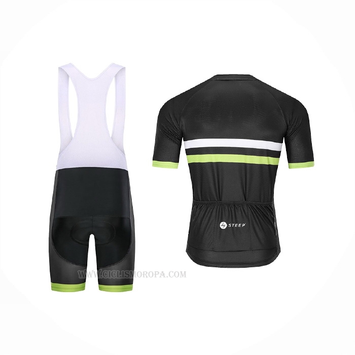 2021 Ropa Ciclismo Steep Negro Amarillo Mangas Corta y Culotte Corto