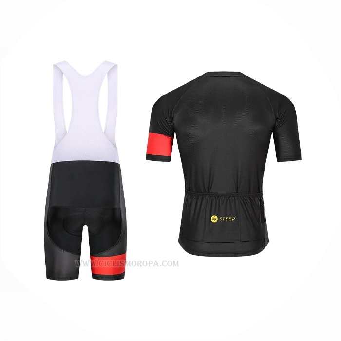 2021 Ropa Ciclismo Steep Rojo Amarillo Mangas Corta y Culotte Corto