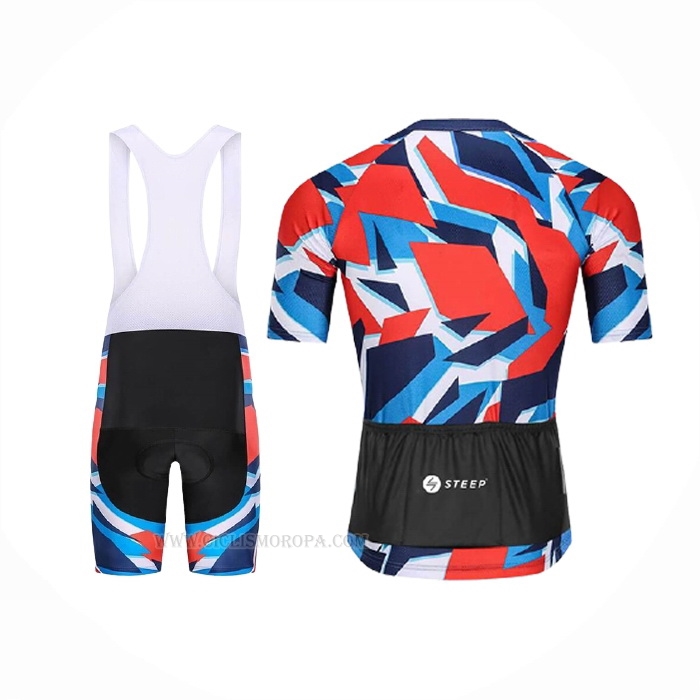 2021 Ropa Ciclismo Steep Rojo Azul Mangas Corta y Culotte Corto