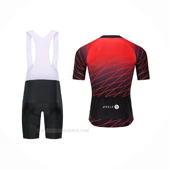 2021 Ropa Ciclismo Steep Rojo Mangas Corta y Culotte Corto