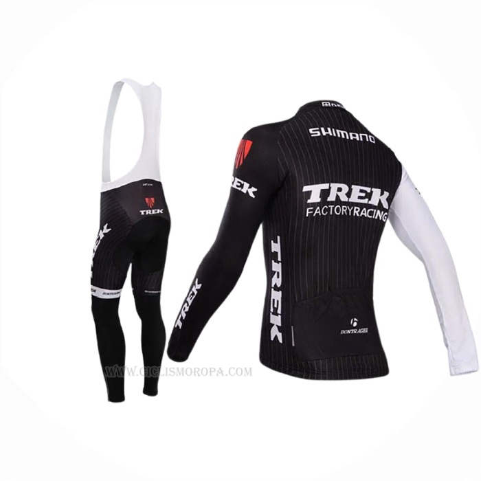 2014 Ropa Ciclismo Trek Factory Racing Negro Blanco Mangas Largas y Culotte Lunga